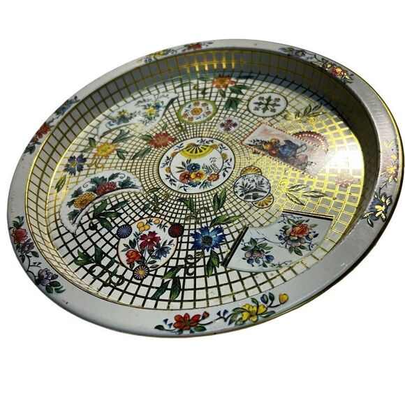 Vintage Daher Decorated Ware England tin round decorative round tray - Picture 7 of 12